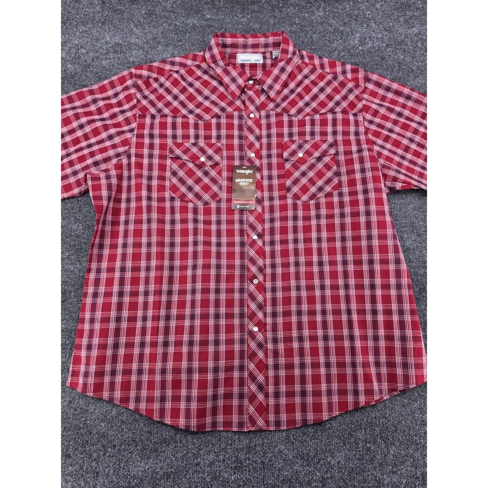 Wrangler Wrancher Shirt Pearl Snap Short Sleeve Dual Pockets Size XXL NWT